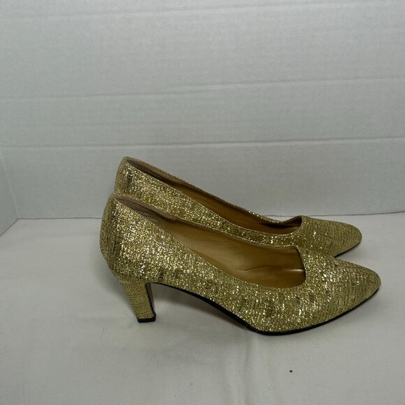 Pierre Dumas Gold Pumps size 7 1/2 - Picture 2 of 6